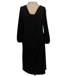 Lauren Ralph Lauren Black Cowl Neck Ruched Midi Dress Women Size 12